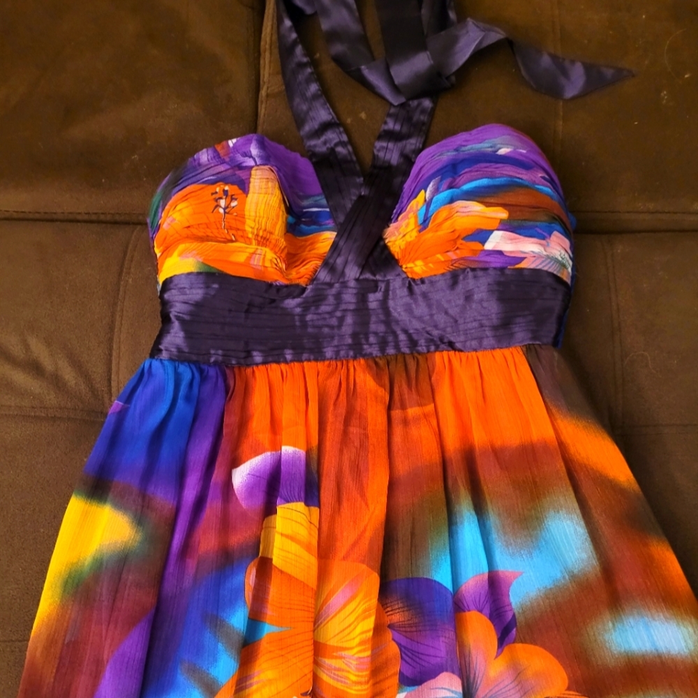 Flowy floral halter dress